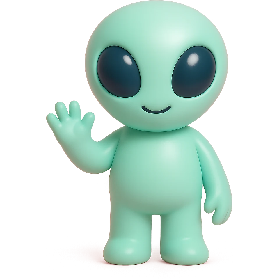 friendly alien character with big eyes emoji