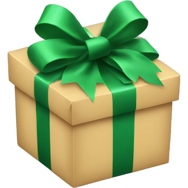 Present box with green bow on top emoji