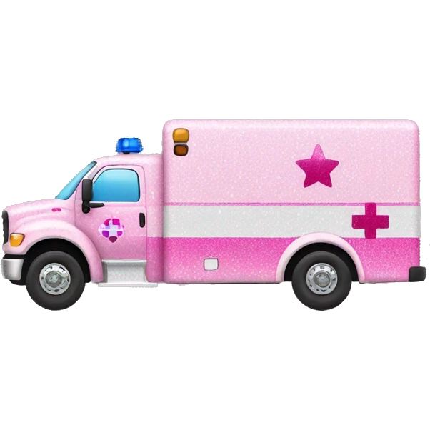 Pink glitter ambulance truck emoji