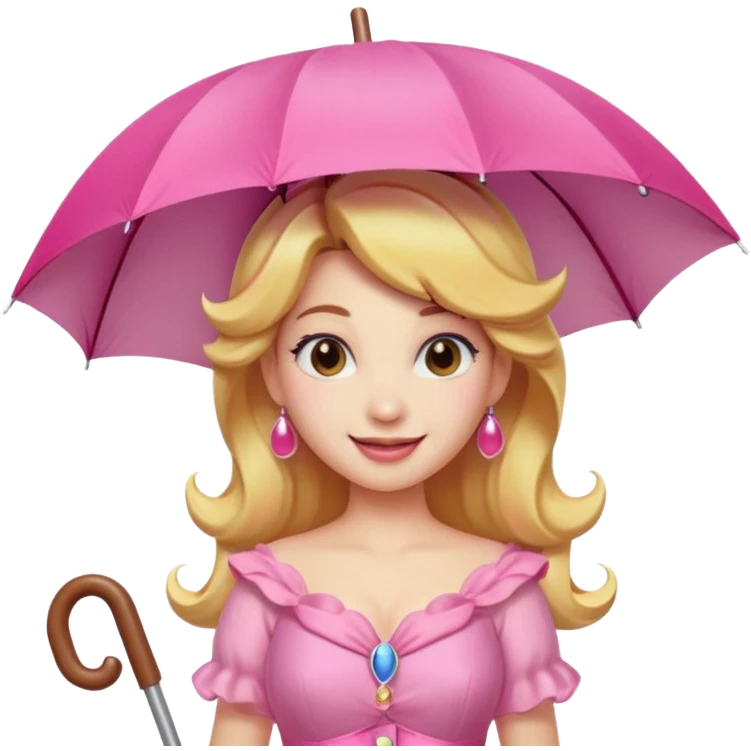 princess peach with a pink umbrella  emoji