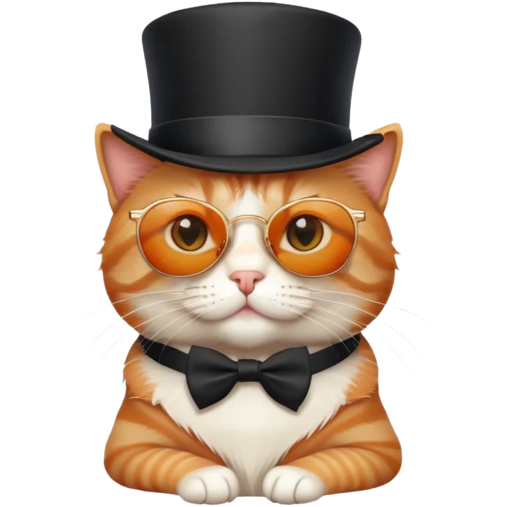 A cat with a top hat and sunglasses  emoji