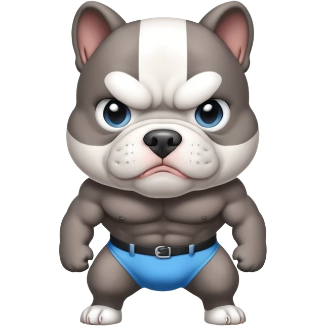 Black and white pocket bully with light blue eyes emoji