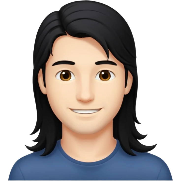 Young man with long flowing hair Dark black in color emoji