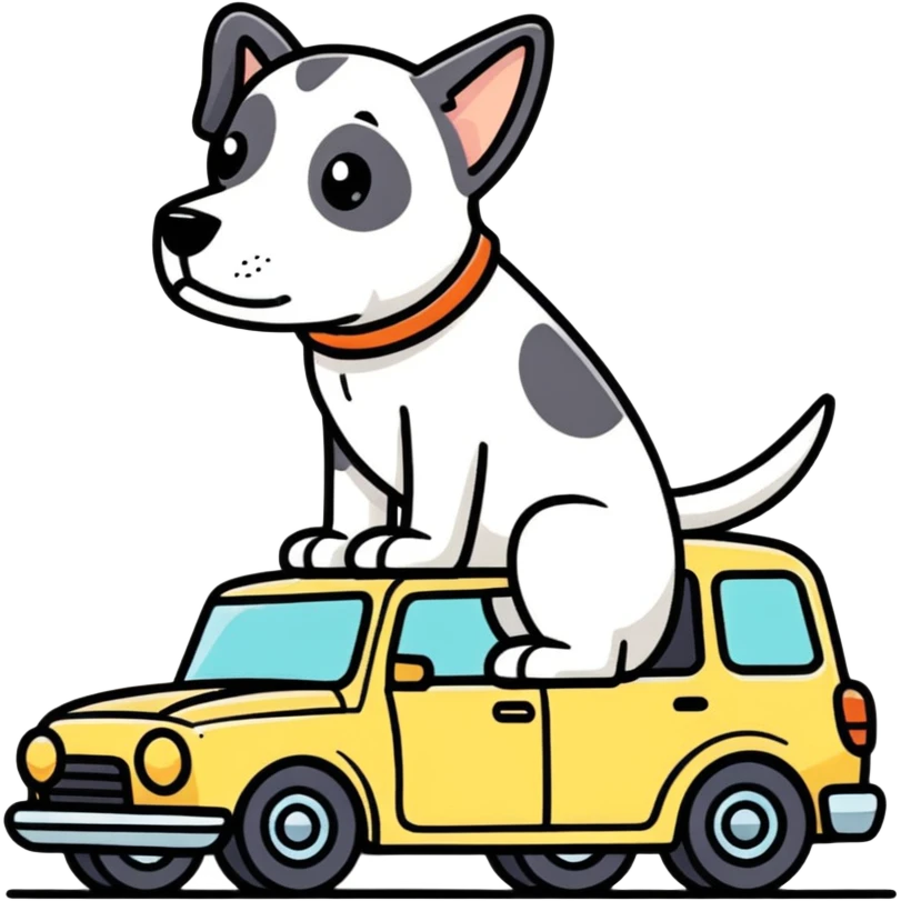 Dog sitting on car emoji