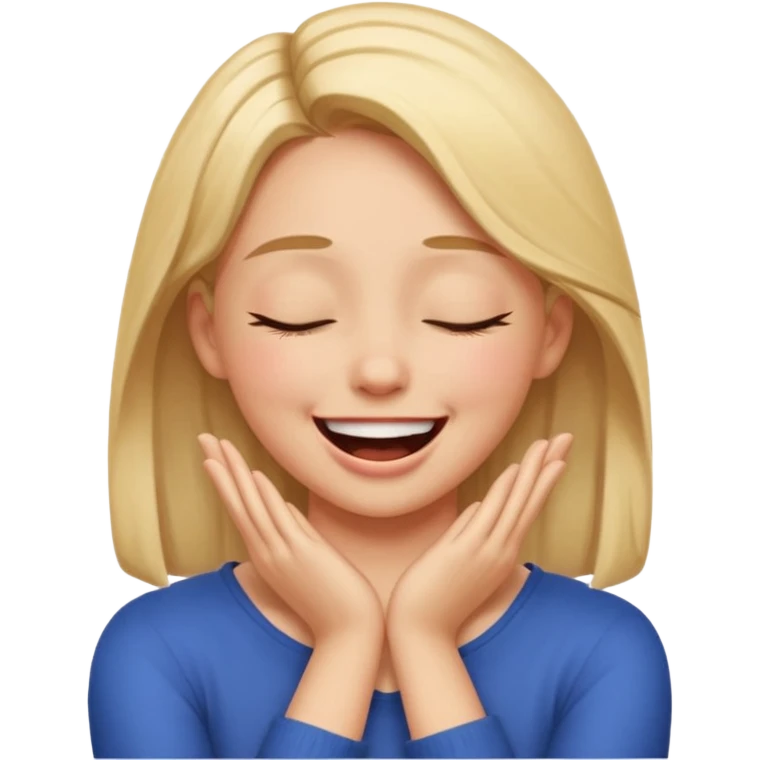 girl with hands on neck crossed laughing eyes closed emoji