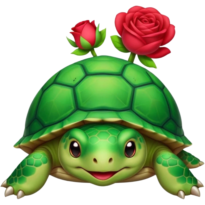 tortue cartoon verte avec joues rouge-rose, style kawaii, fond transparent. emoji