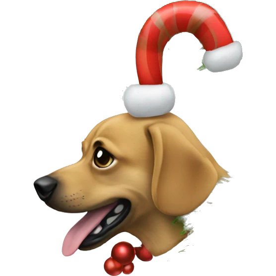 Dog that is stuck in a christmas tree emoji