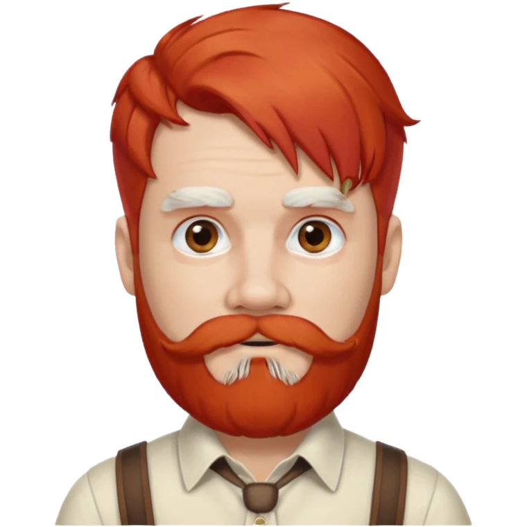 very white bearded and white mustached, red haired, wearing ear accessories emoji