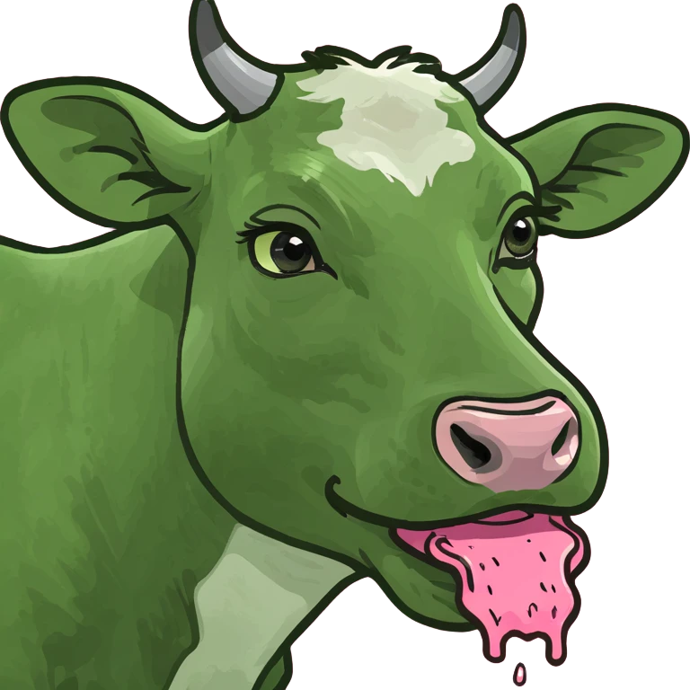 female Cow eating pink slop emoji