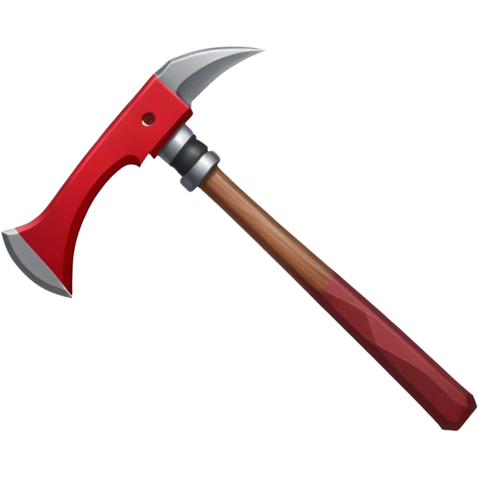 Minecraft hoe with brown handle and ruby red blade emoji