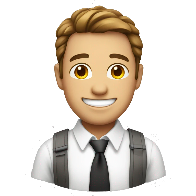 smiling male in white shirt emoji