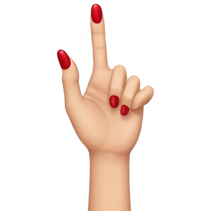 woman hand pointing right, red nail varnish emoji