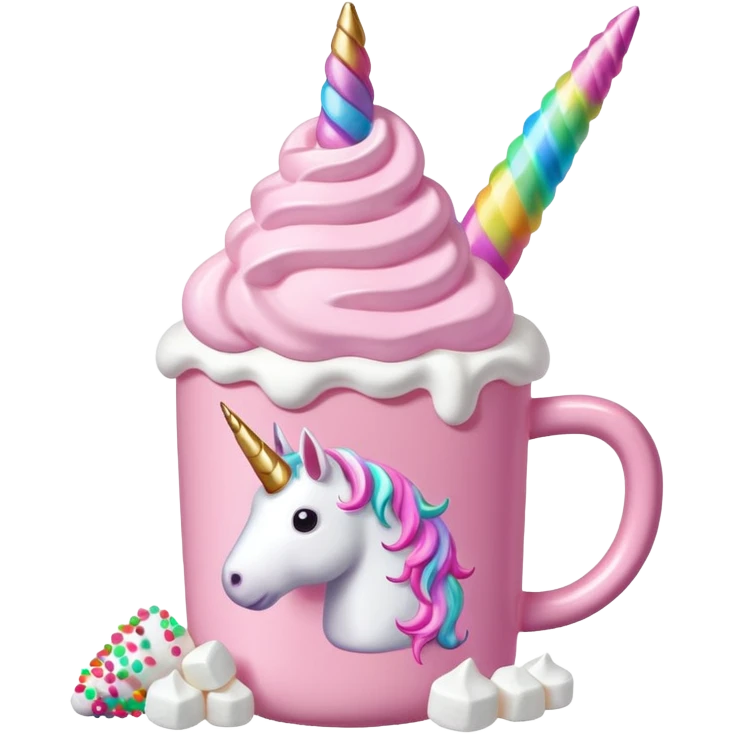 Make a pink unicorn hot cocoa emoji