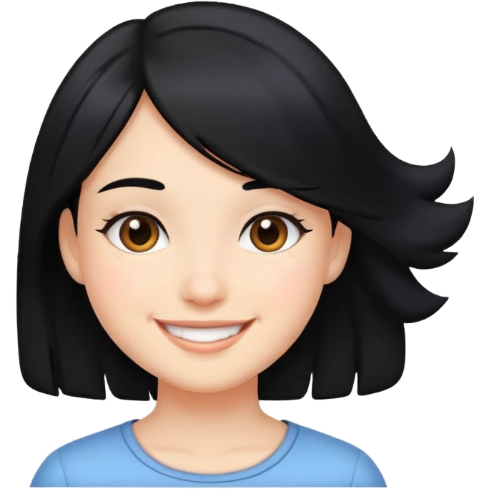 smiling girl with black hair emoji
