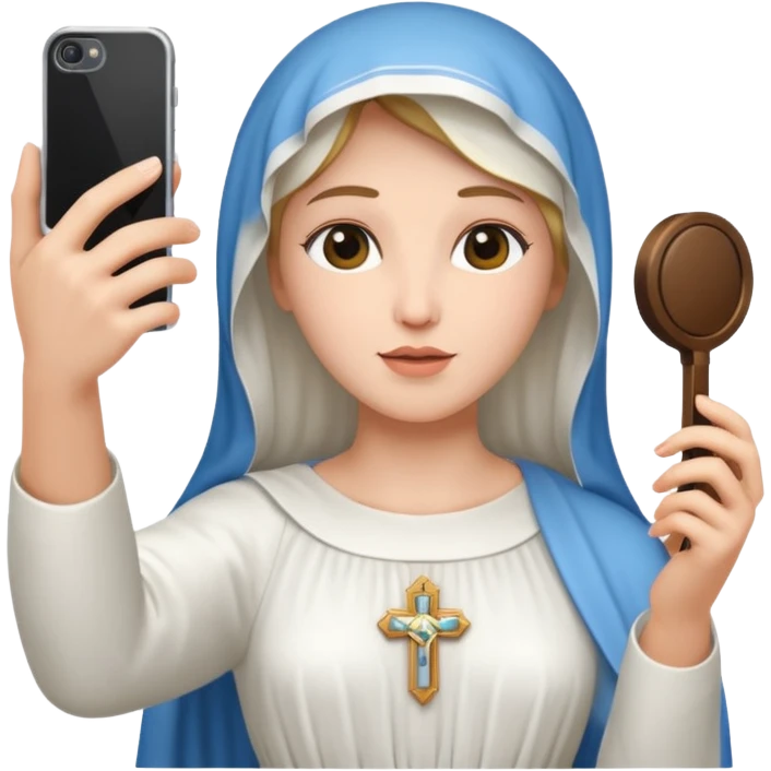 emoji della madonna vestita di BIANCO  con SCATTA UN SELFIE
 emoji