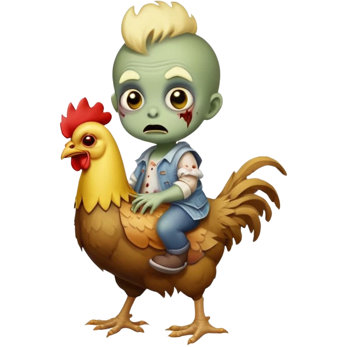 Baby zombie riding a chicken emoji