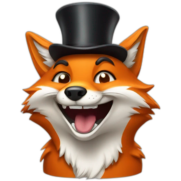Fox with tophat laughing emoji