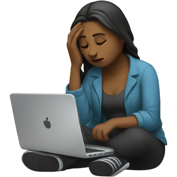 feeling sad women with laptop on lap emoji