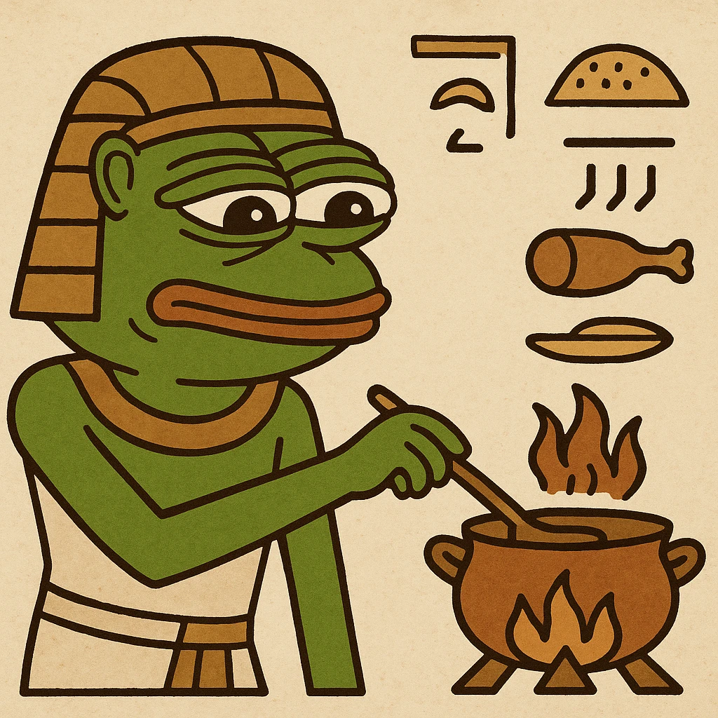 ancient Egyptian cooking scene in hieroglyphic style emoji