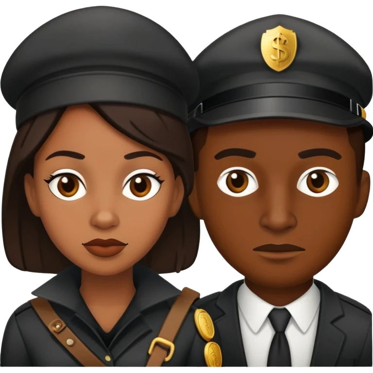 Black girl and white man bank robbers emoji