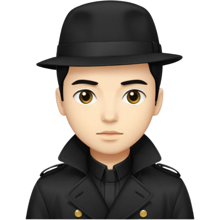 Neo from The Matrix with light skin, black hair, black outfit emoji