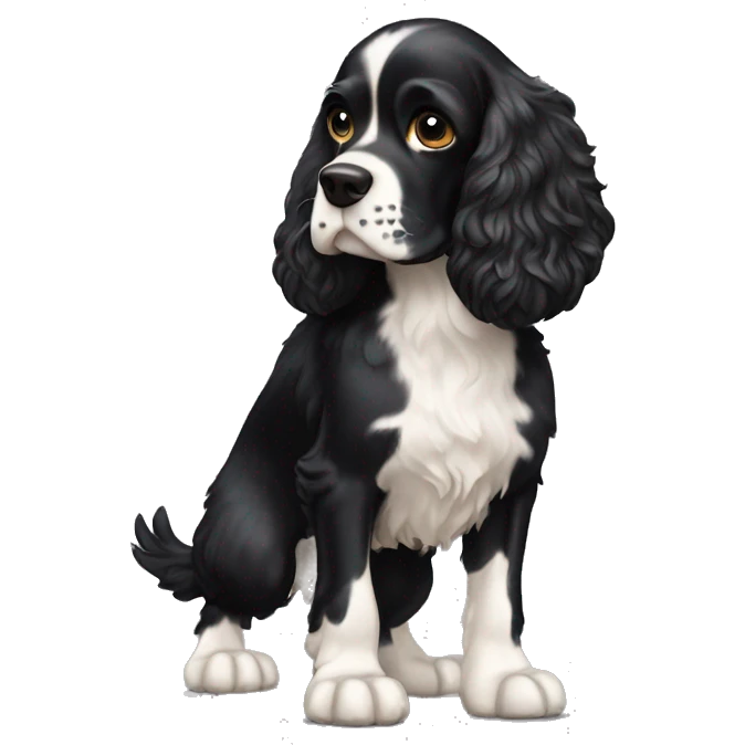 Black cocker spaniel standing full pose  emoji