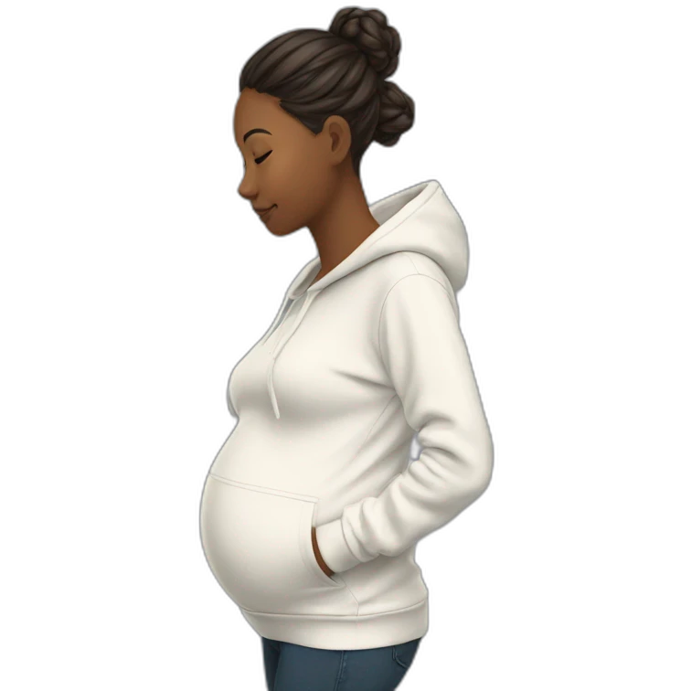 hoodie sweatshirt pregnant woman side view emoji