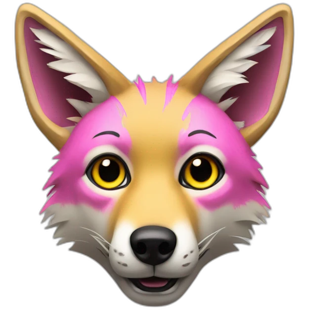 Coyote with scarred face pink yellow emoji