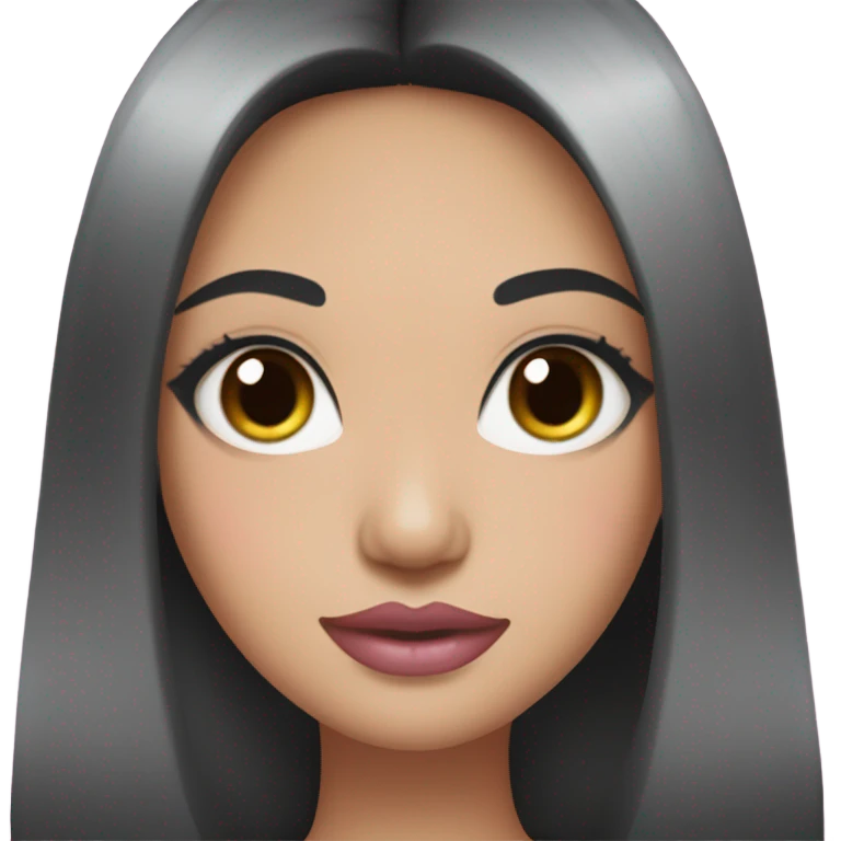 Thick medium black hair with thick eyelashes and black eyes and pale pink lip and pink cheek Filipino lady emoji