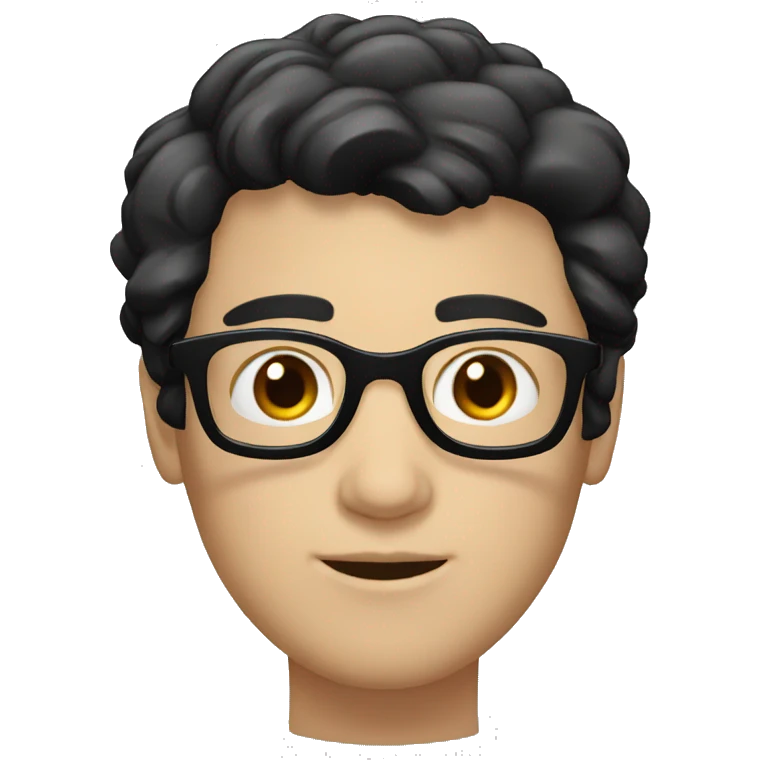 white skin male with very short black hair, round glasses emoji