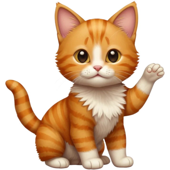 A high-resolution photo-realistic digital illustration of a solid ginger tabby cat kitten, chest upward emoji