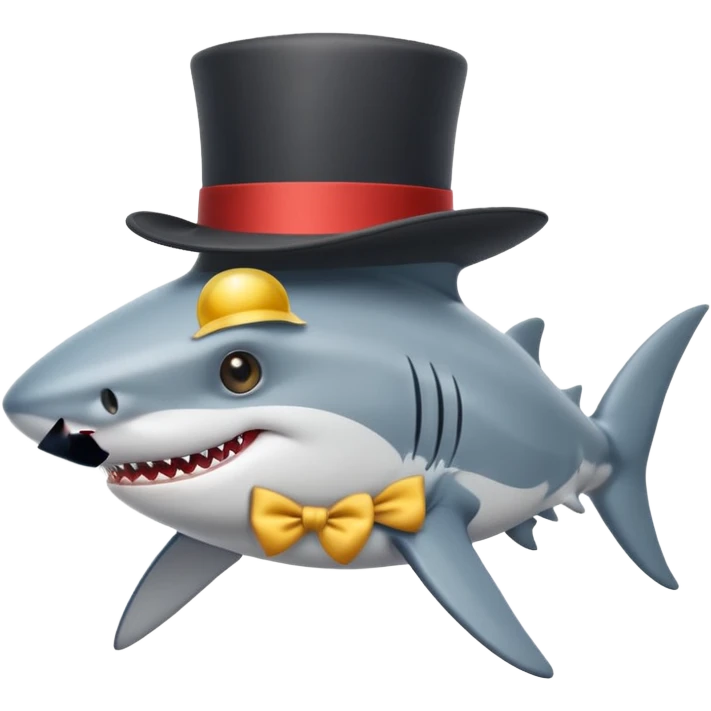 Shark with a top hat emoji