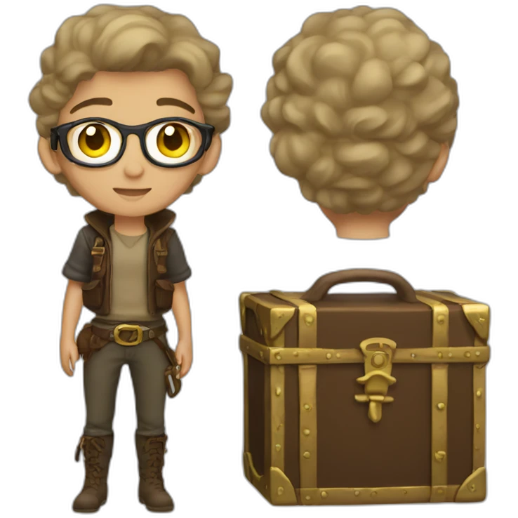 Treasure Hunter non-binary full body emoji eyes emoji