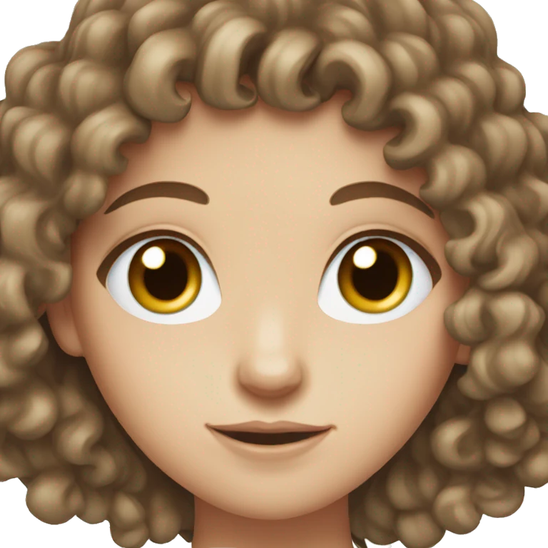 White girl with short brown curly hair and blue eyes emoji