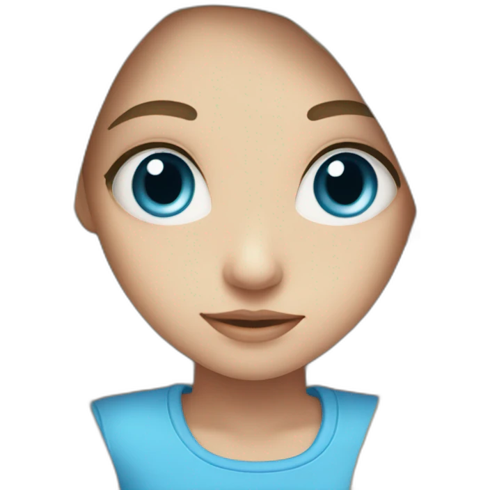 Cute girl with long dark hair and blue eyes emoji