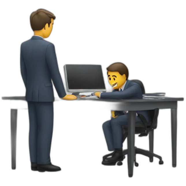 Men setting in office with computer  emoji