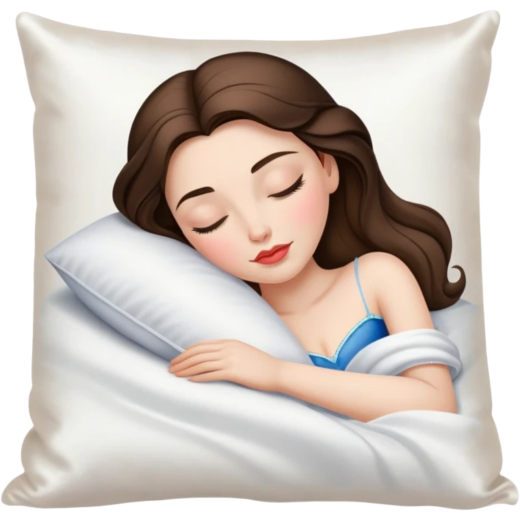 sleeping beauty brunette white girl with a silk pillow emoji