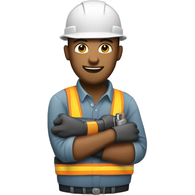 male construction worker holding welders emoji