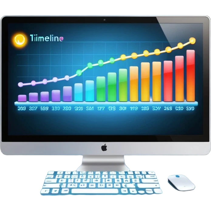 computer screen with a timeline bar emoji
