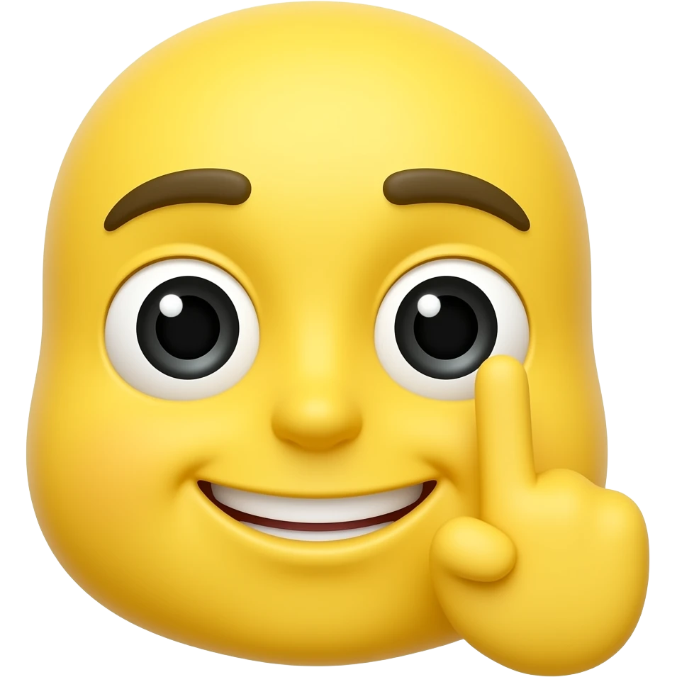 Yellow emoji face tapping forehead with index finger, 3D style emoji