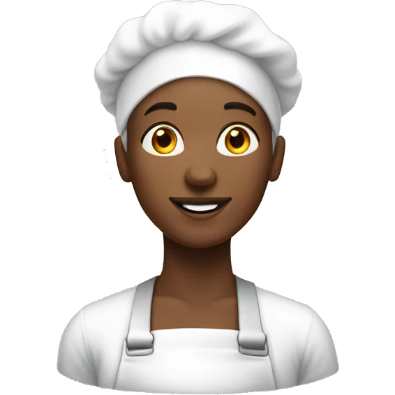 une patissiere blanche a son atelier  emoji