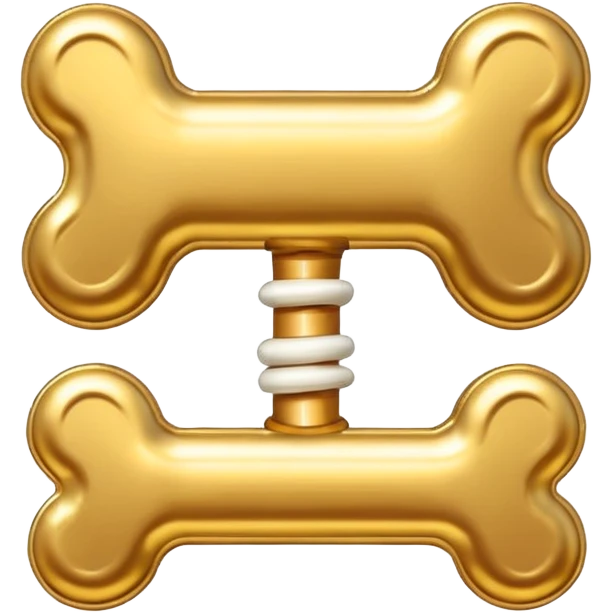please generate an emoji of a  golden plated dog treat in the shape of a bone emoji