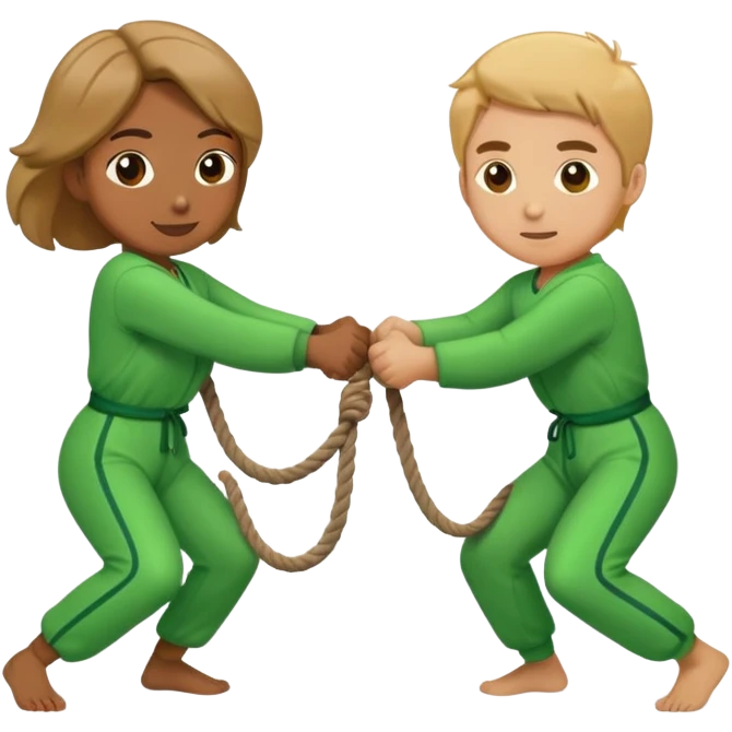 People in green jumpsuits playing tug-of-war emoji