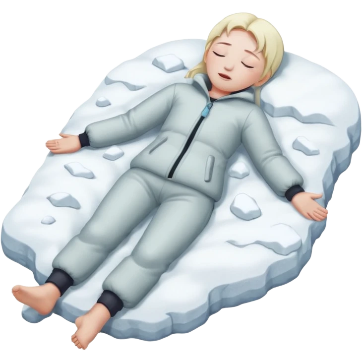 Frozen person dead in snow with close eyes full body  emoji