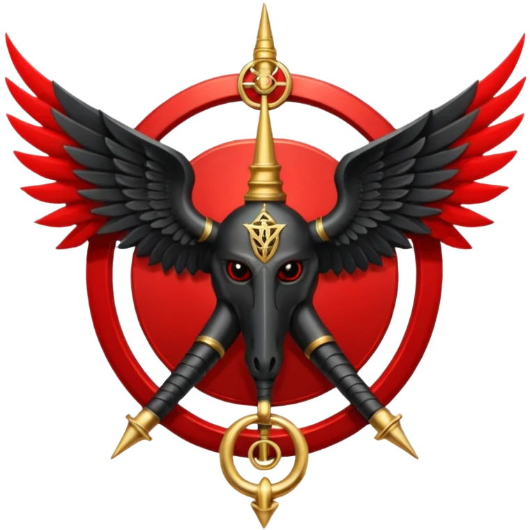 Holy Emblem with black wings and horn and red tetragrammaton in the middle emoji