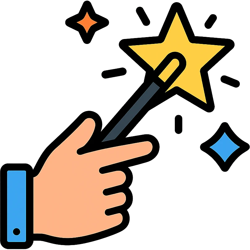 nimble hand performing a magic trick, color outline icon emoji
