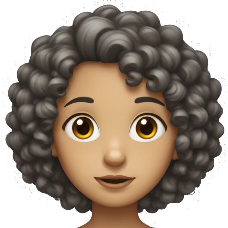 A girl with curly hair and big eyes emoji