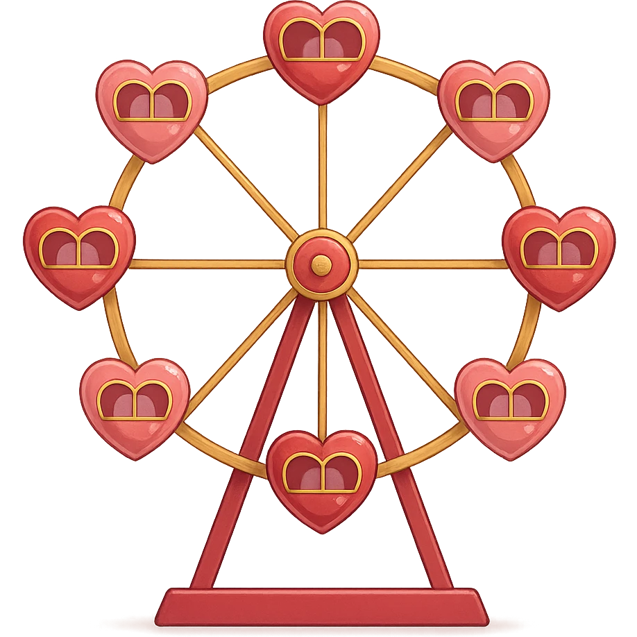 romantic Ferris wheel with heart-shaped cabins emoji