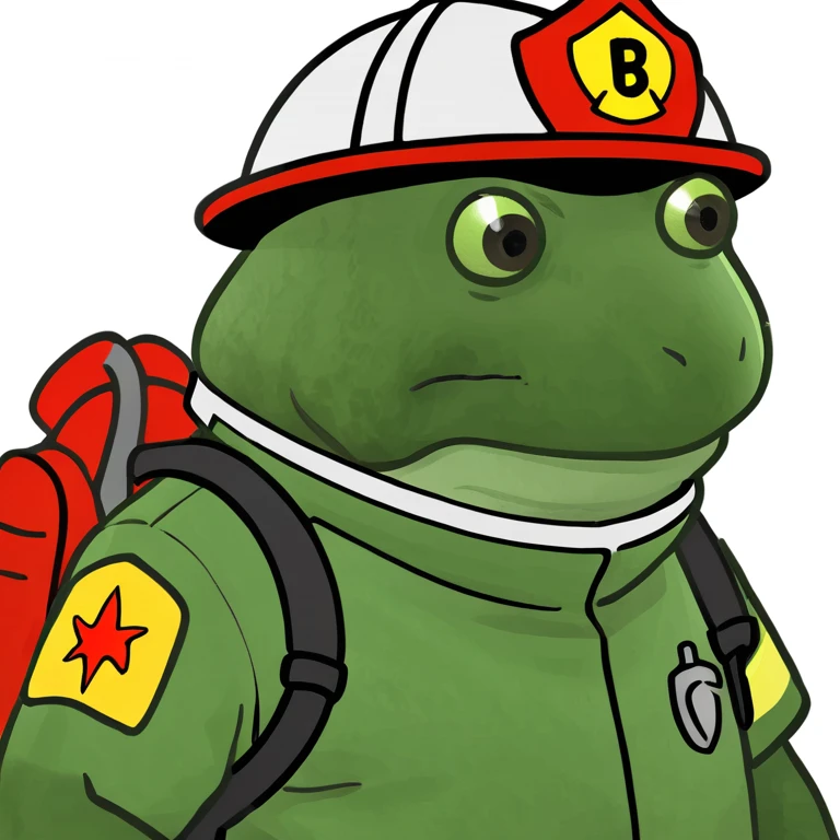 bufo in a fir fighter suit emoji