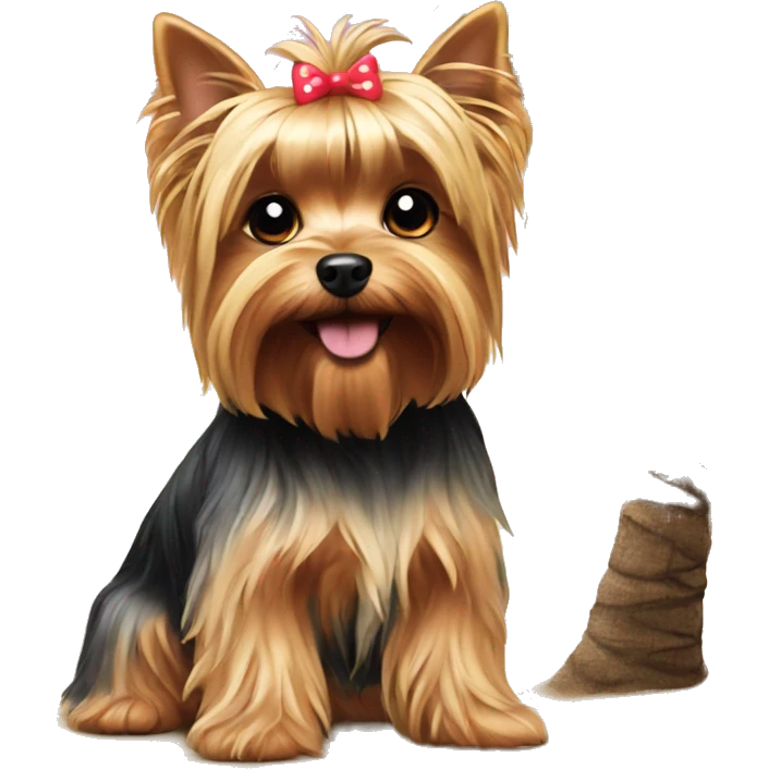 Yorkshire Terrier under a palm tree emoji